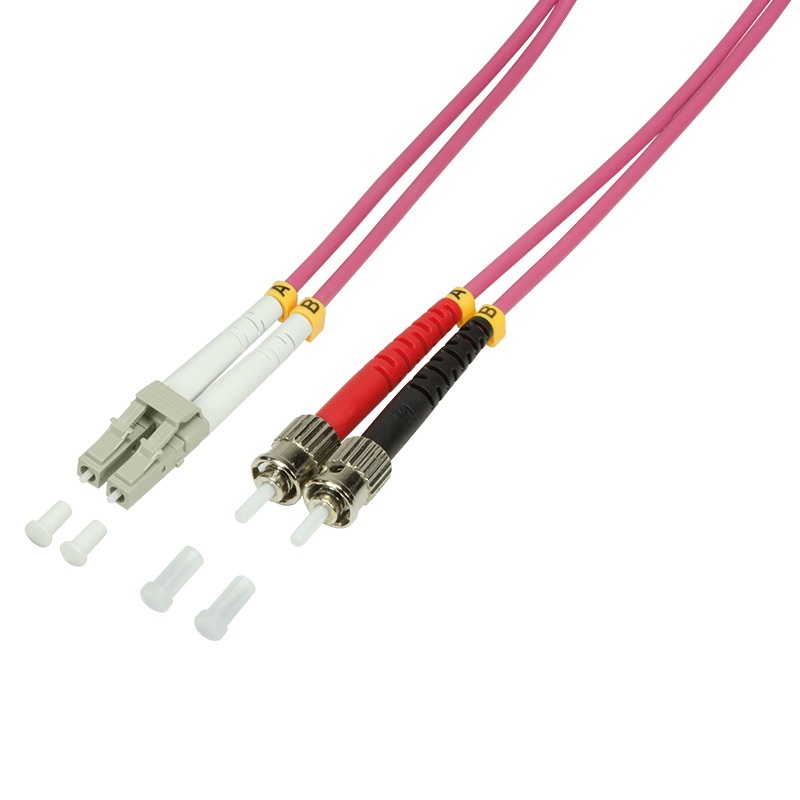 Logilink FP4LT01 Fiber duplex patch kábel, OM4, 50/125 , LC-ST, lila, 1 m