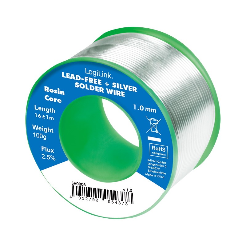 Logilink SA0006 Forrasztóhuzal 1 mm (ólommentes + ezüst), 0,7% réz, 100g