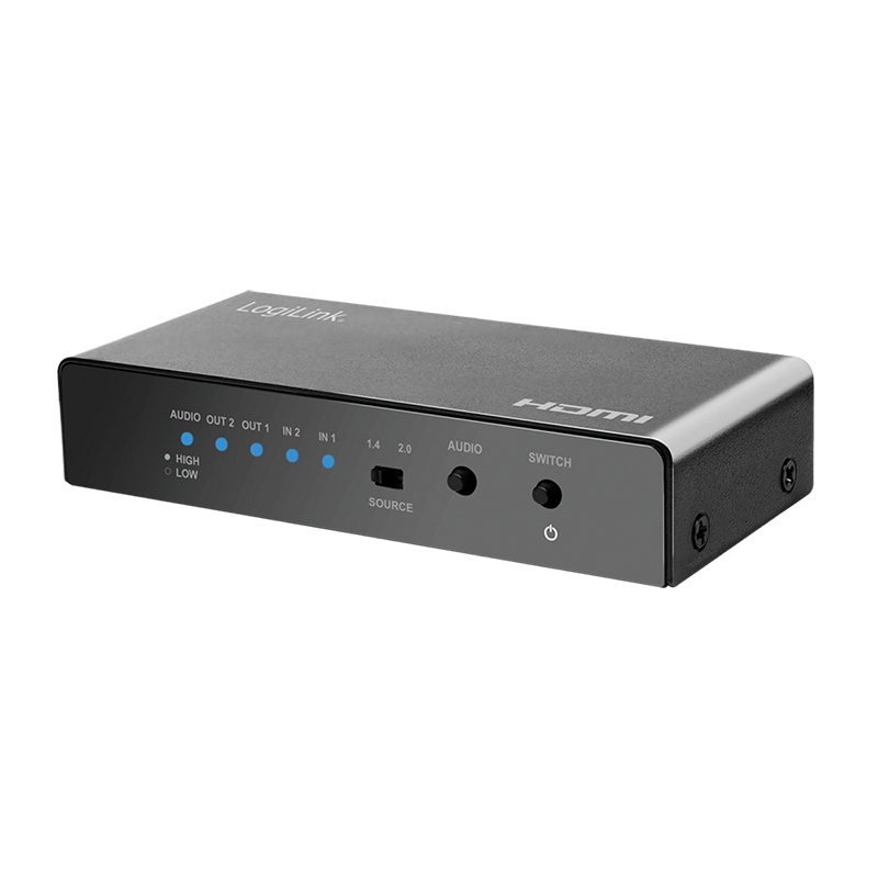 Logilink HD0039 HDMI kapcsoló, 2x2 portos, kétirányú, 4K/60 Hz, EDID, HDCP, HDR, leskálázó