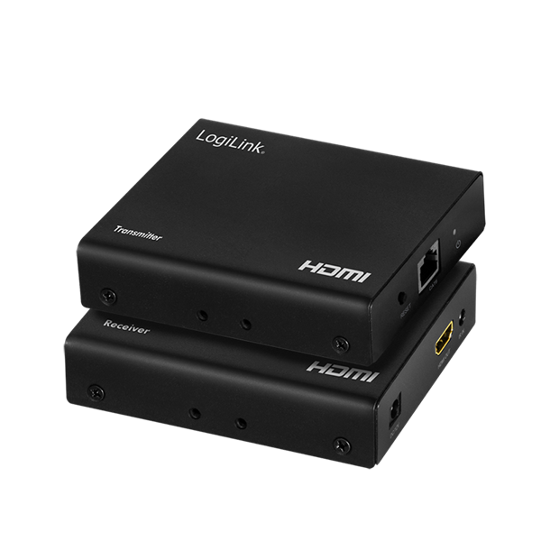 Logilink HD0030 HDMI bővítő/elosztó készlet LAN-on keresztül, 70 m, 1x2 port, 4K/60 Hz, HDR, IR, POC