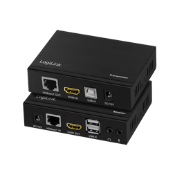 Logilink HD0029 HDMI bővítőkészlet HDBaseT, KVM, 100 m, 2xUSB, 4K/60 Hz, HDR, HDCP, CEC