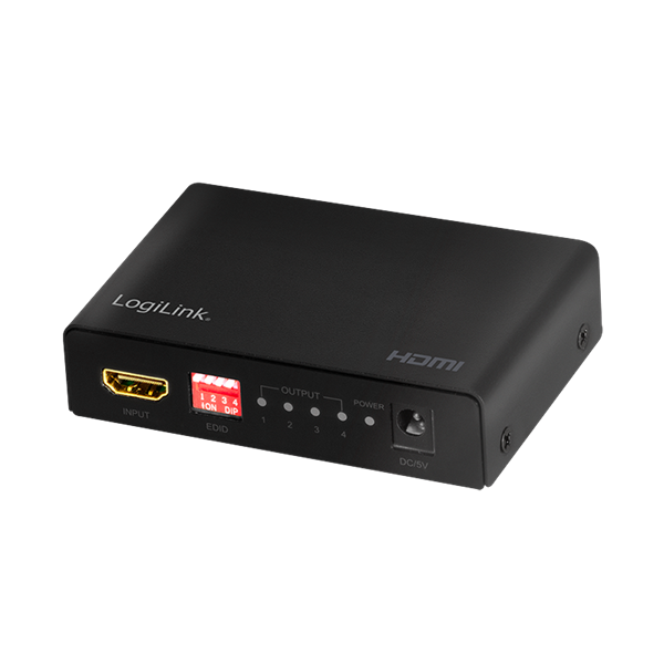 Logilink HD0038 HDMI elosztó 1x4 port, 4K/60 Hz, HDCP, EDID, HDR, CEC