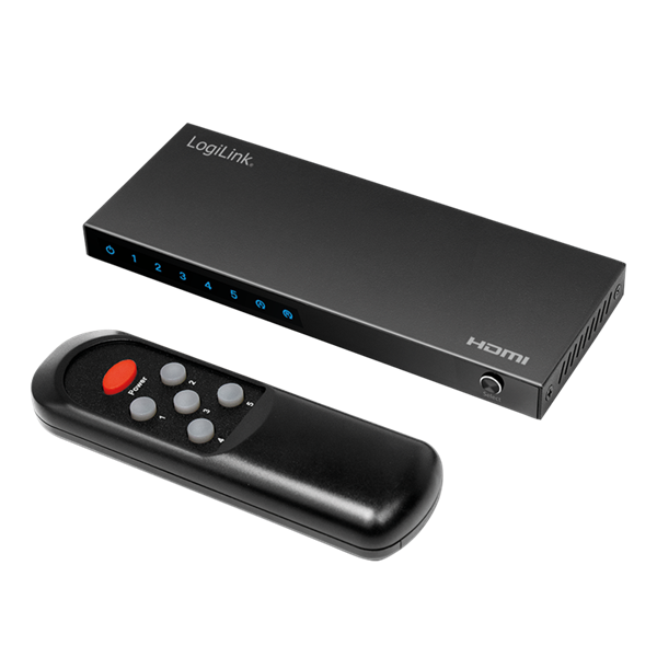 Logilink HD0060 HDMI kapcsoló, 5x1 port, 4K/60 Hz, HDCP, HDR, CEC, RC, fém