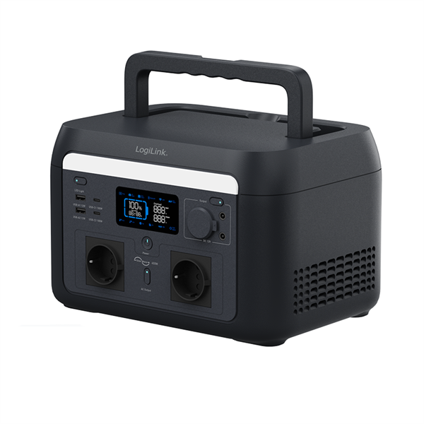 Logilink PPS0600 Hordozható erőmű, 600 W, LiFePO4 akkumulátor, Tuya kompatibilis, fekete