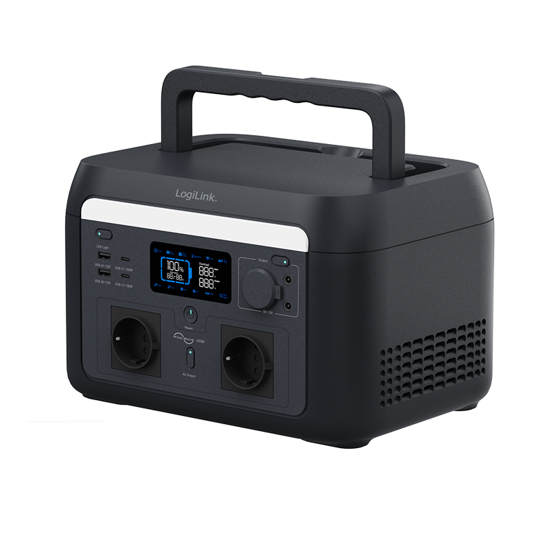 Logilink PPS0600 Hordozható erőmű, 600 W, LiFePO4 akkumulátor, Tuya kompatibilis, fekete
