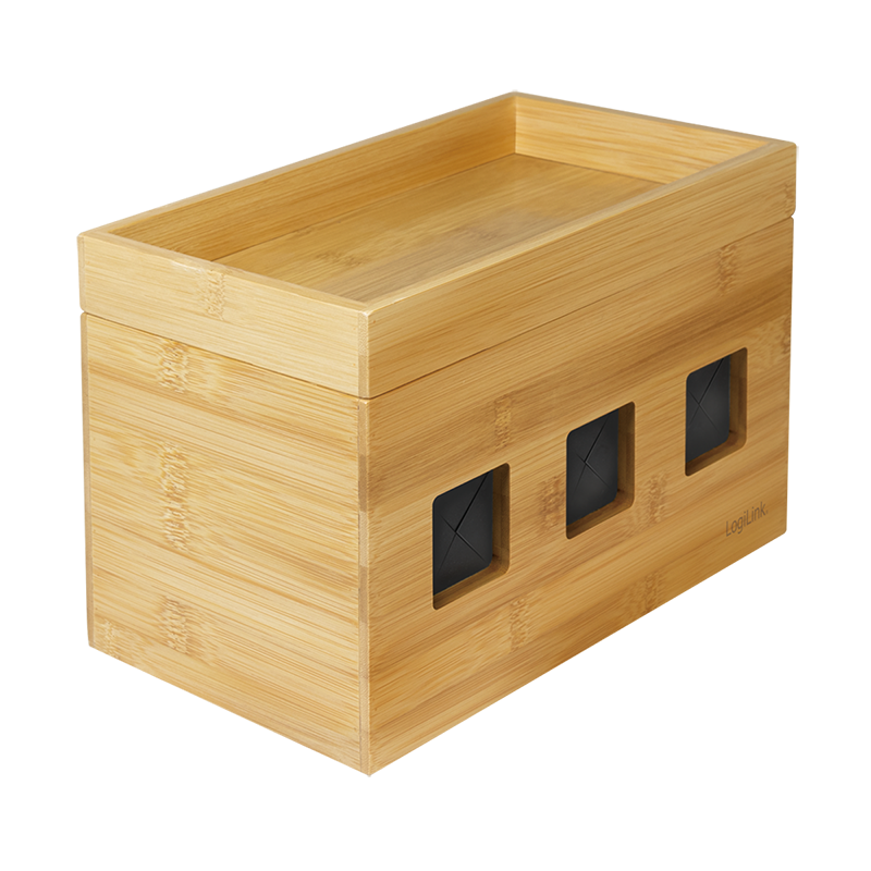 Logilink KAB0076 Kábeldoboz, 255x140x165 mm, bambusz
