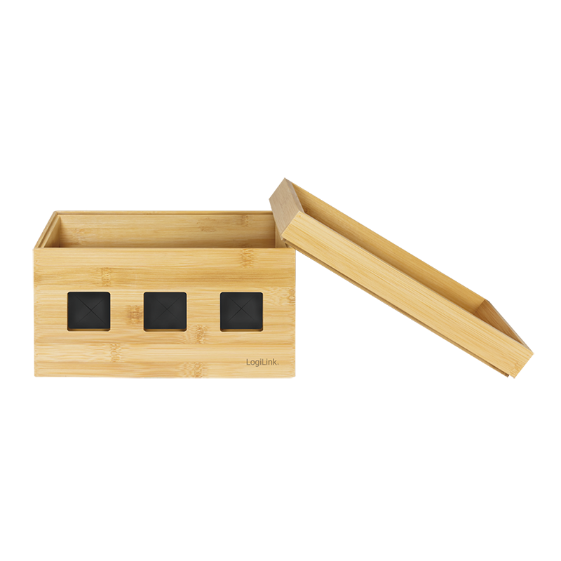 Logilink KAB0076 Kábeldoboz, 255x140x165 mm, bambusz