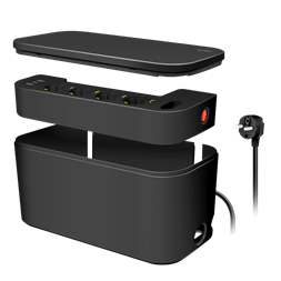 Logilink LPS282U Kábeldoboz 5 utas csatlakozóaljzattal, 3x USB, 285 x 145 x 13 mm, fekete