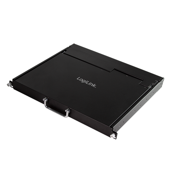 Logilink LC0005GE LCD-KVM-konzol 8 portos KVM kapcsoló, VGA, USB-A, PS/2, alacsony beépítési mélység, QWERTZ