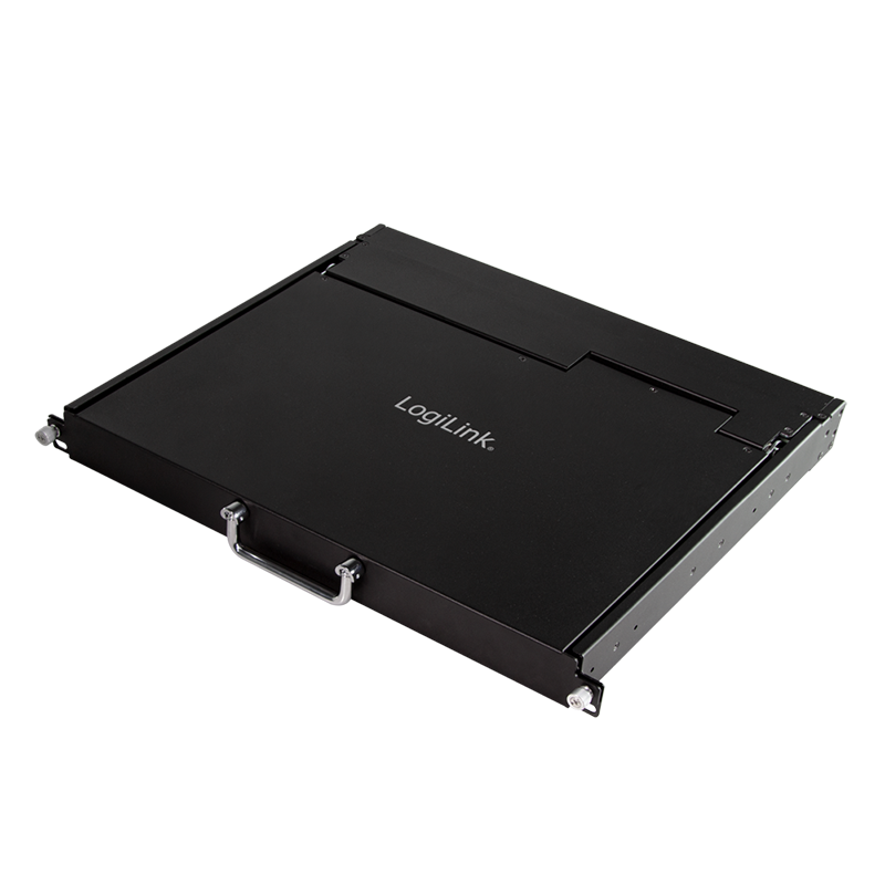Logilink LC0005GE LCD-KVM-konzol 8 portos KVM kapcsoló, VGA, USB-A, PS/2, alacsony beépítési mélység, QWERTZ