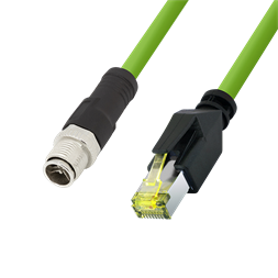 Logilink CQM015S M12 CAT6A ipari patch kábel, PUR, M12 X-kódolt RJ45-re, 0,25 m