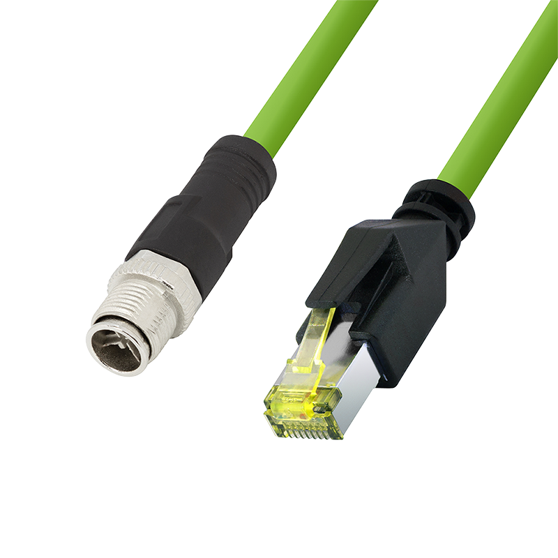 Logilink CQM095S M12 CAT6A ipari patch kábel, PUR, M12 X-kódolt RJ45-re, 10 m