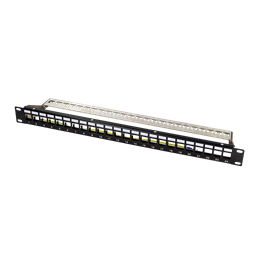 Logilink NK4058 9" Patch panel 24 keystone jack csatlakozóhoz, hátsó kábelkezelővel