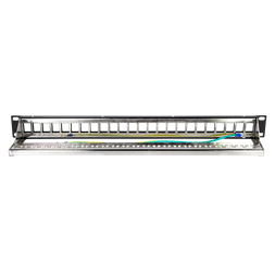 Logilink NK4058 9" Patch panel 24 keystone jack csatlakozóhoz, hátsó kábelkezelővel