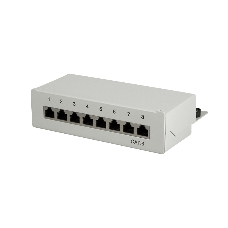 Logilink NP0016A Cat.6 Patch Panel 8 portos árnyékolt, asztali, világosszürke