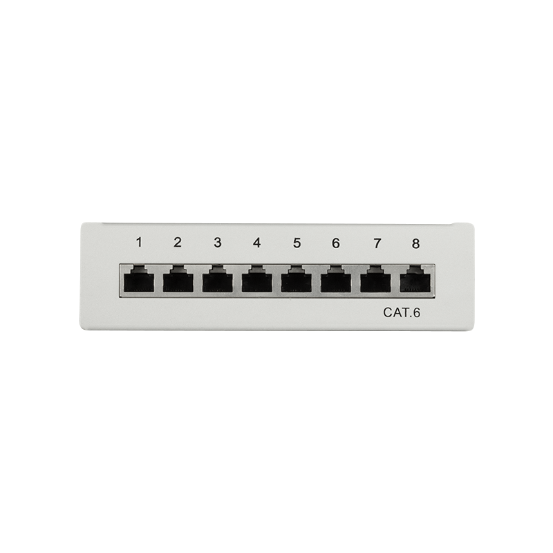 Logilink NP0016A Cat.6 Patch Panel 8 portos árnyékolt, asztali, világosszürke