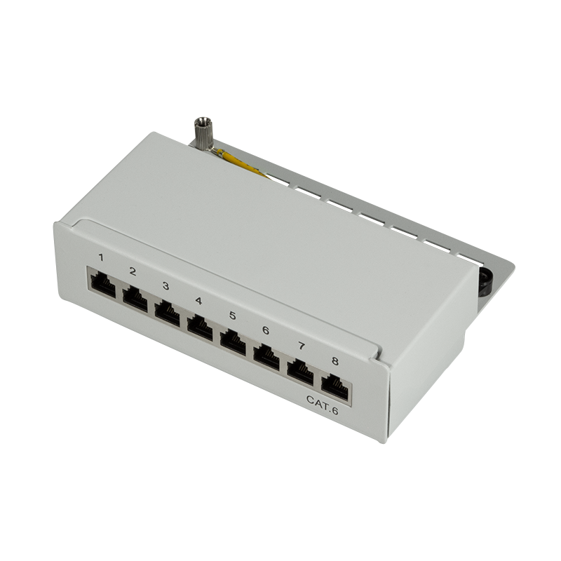 Logilink NP0016A Cat.6 Patch Panel 8 portos árnyékolt, asztali, világosszürke