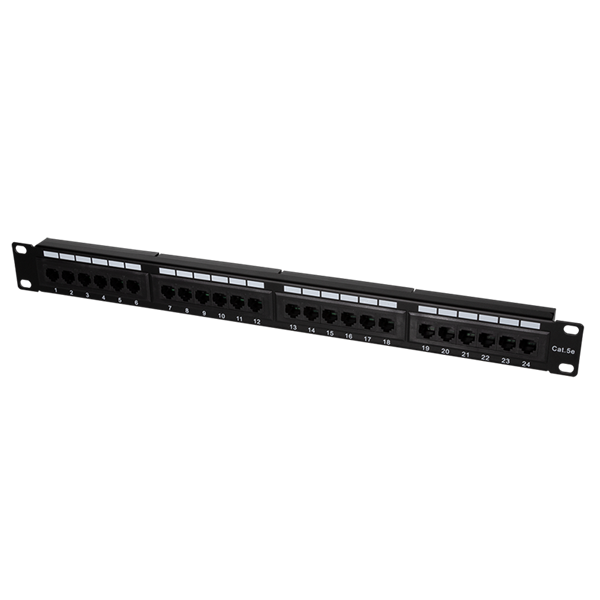 Logilink NP0027 Cat.5e Patch Panel 24 portos árnyékolatlan, 19" rack rögzítés, fekete