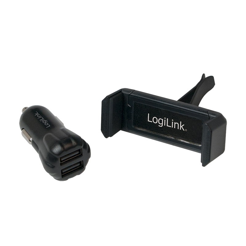 Logilink PA0133 USB 2 portos autós töltő + tartó