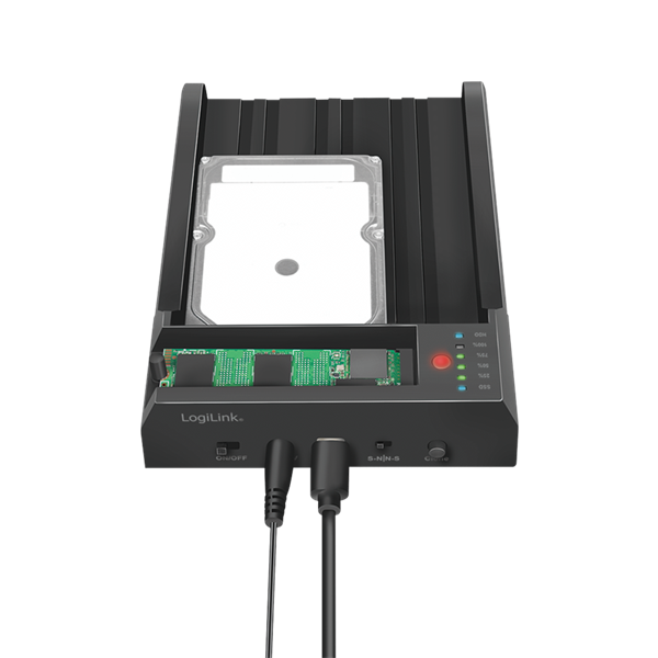 Logilink QP0031 USB 3.2 Gen 2 Quickport, 2-rekeszes, SATA HDD/SSD és M.2 NVMe SSD számára