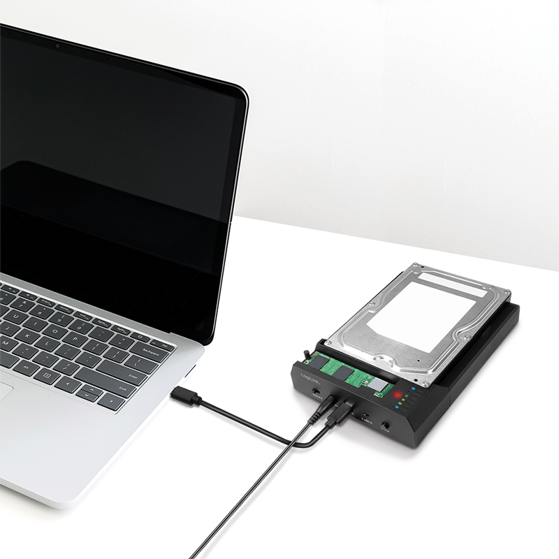 Logilink QP0031 USB 3.2 Gen 2 Quickport, 2-rekeszes, SATA HDD/SSD és M.2 NVMe SSD számára