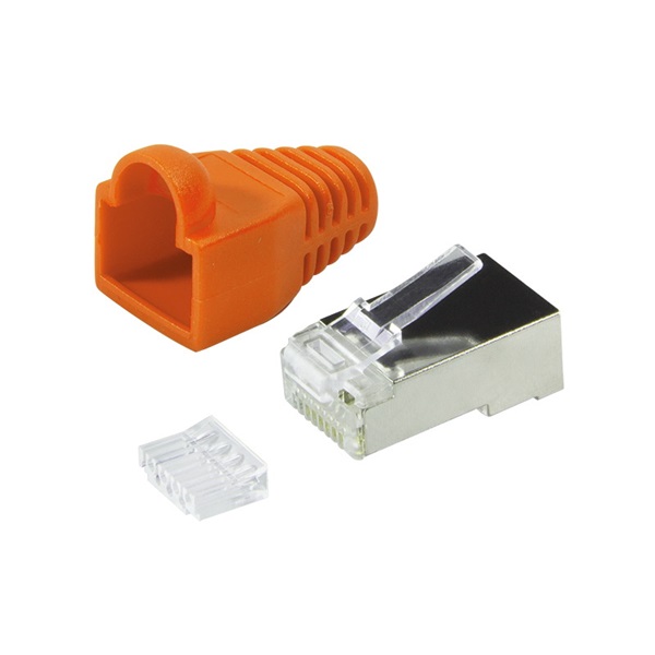 Logilink MP0022O RJ45 moduláris csatlakozó, Cat.6, árnyékolt, narancssárga tartó, 100 db