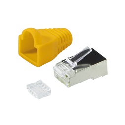 Logilink MP0022Y RJ45 moduláris csatlakozó, Cat.6, árnyékolt, sárga tartó, 100 db