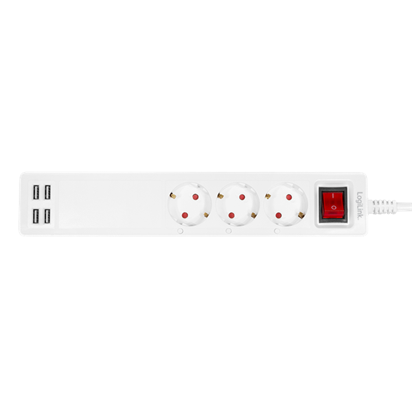 Logilink SH0103 Wi-Fi intelligens aljzat, 3 utas (CEE 7/3), 4x USB, Tuya kompatibilis