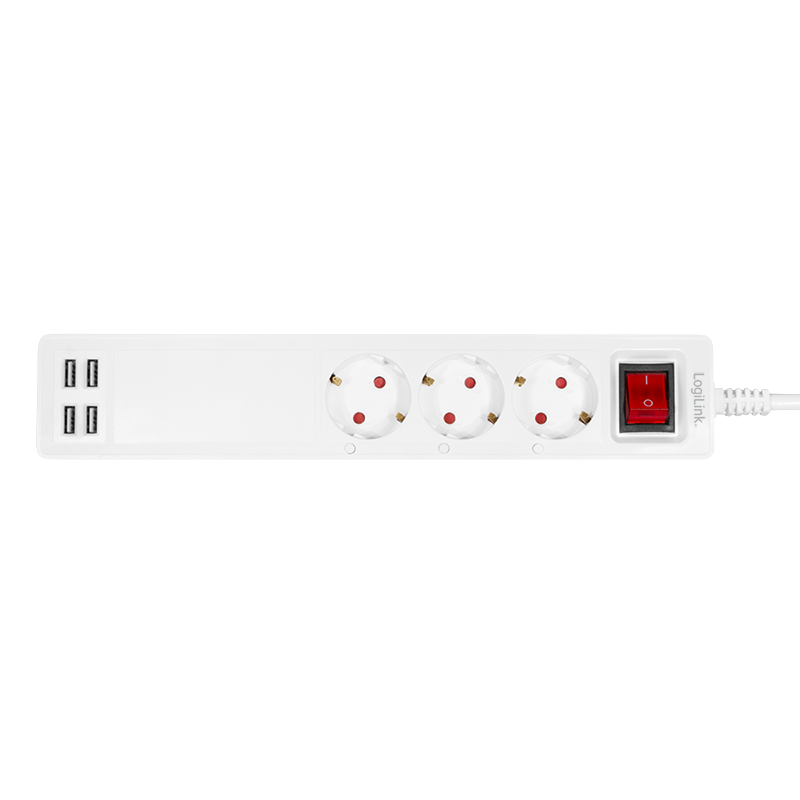 Logilink SH0103 Wi-Fi intelligens aljzat, 3 utas (CEE 7/3), 4x USB, Tuya kompatibilis