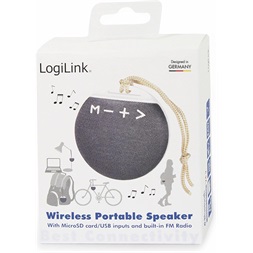 Logilink SP0055 hordozható Bluetooth hangszóró, szövet borítás, kerek forma