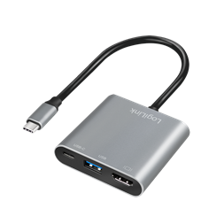 Logilink UA0390 USB 3.2 Gen1 Type-C adapter, C/M-HDMI, 2x USB, 4K, PD, alu, 0,15 m