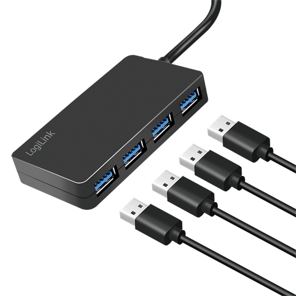 Logilink UA0396 USB 3.2 Gen1, 4 portos hub, fekete