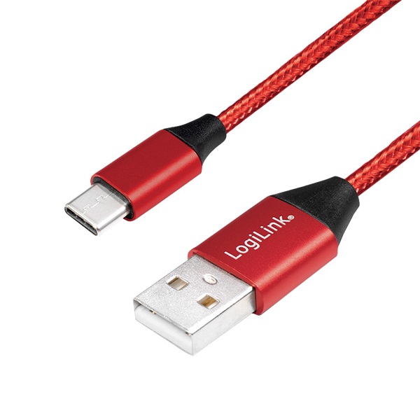 Logilink CU0147 USB 2.0 Type-C kábel, C/M-USB-A/M, szövet, 0,3 m