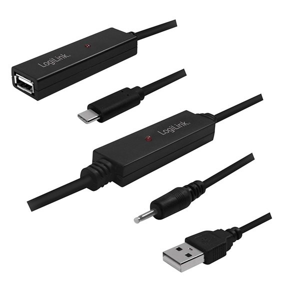 Logilink UA0328 USB 2.0 aktív átjátszó kábel, USB-C  M és USB AF között, 40m