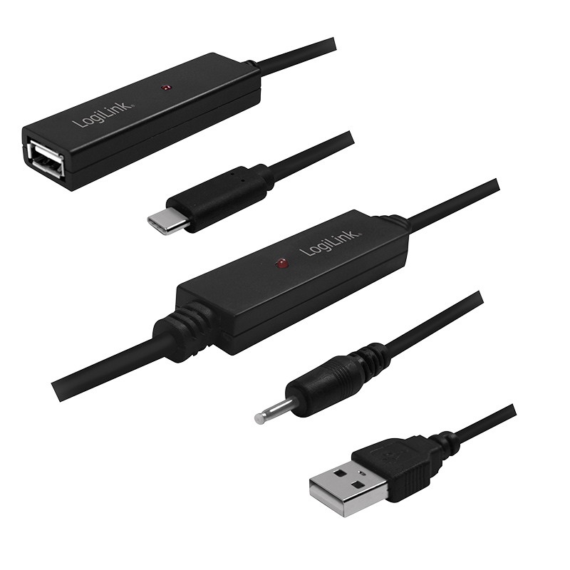 Logilink UA0328 USB 2.0 aktív átjátszó kábel, USB-C  M és USB AF között, 40m
