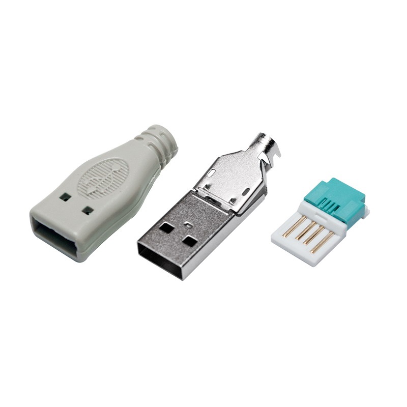 Logilink UP0003 USB 2.0 csatlakozó önálló összeszereléshez, USB-A/M, krimpelt típus, szürke