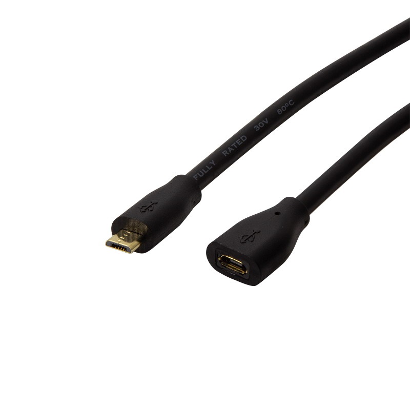 Logilink CU0125 USB 2.0 kábel, Micro-USB/M - Micro-USB/F, fekete, 5 m