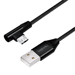 Logilink CU0142 USB 2.0 kábel, USB-A/M - Micro-USB/M (90 ), szövet, fém, 1 m