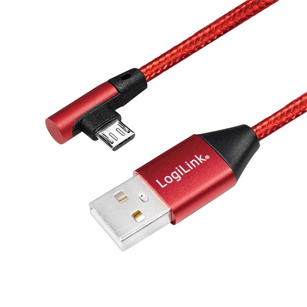 Logilink CU0150 USB 2.0 kábel, USB-A/M - Micro-USB/M 90 , szövet, fém, 1 m