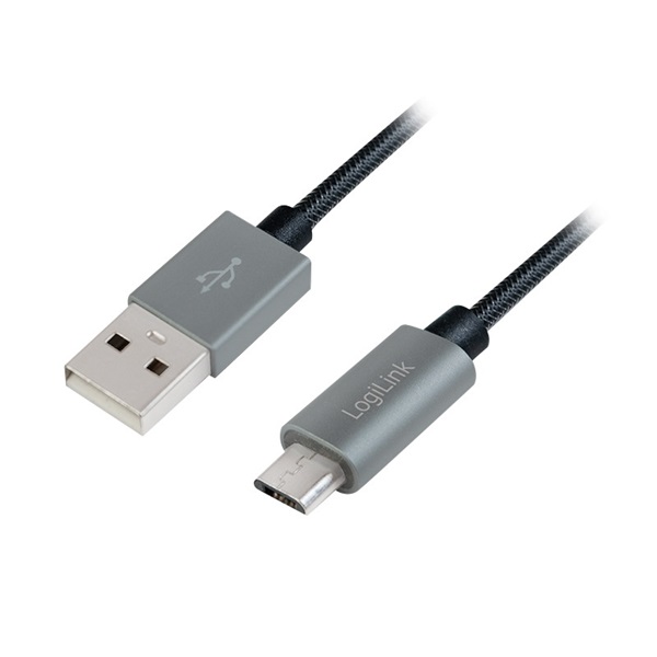 Logilink CU0132 USB 2.0 kábel, USB-A/M - Micro-USB/M, nylon, alu, 1 m