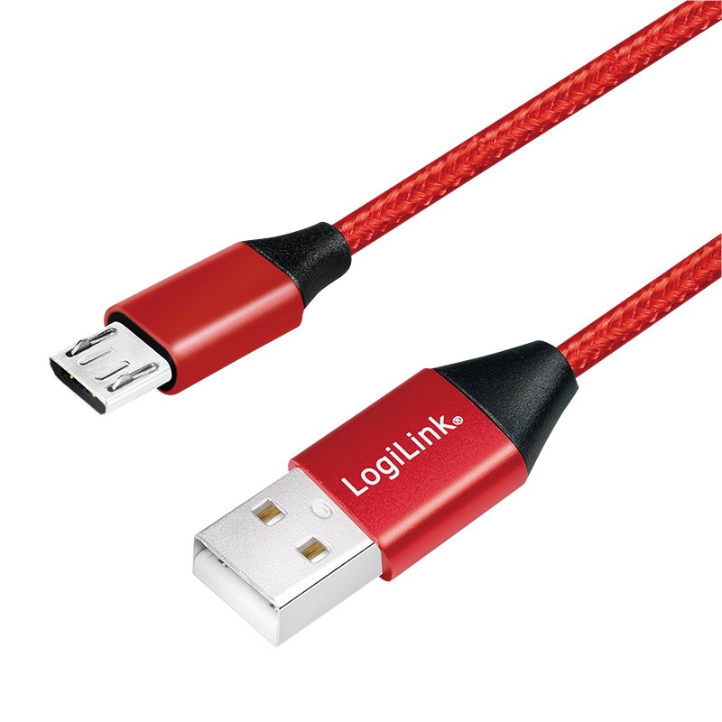 Logilink CU0152 USB 2.0 kábel, USB-A/M - Micro-USB/M, szövet, fém, 1 m