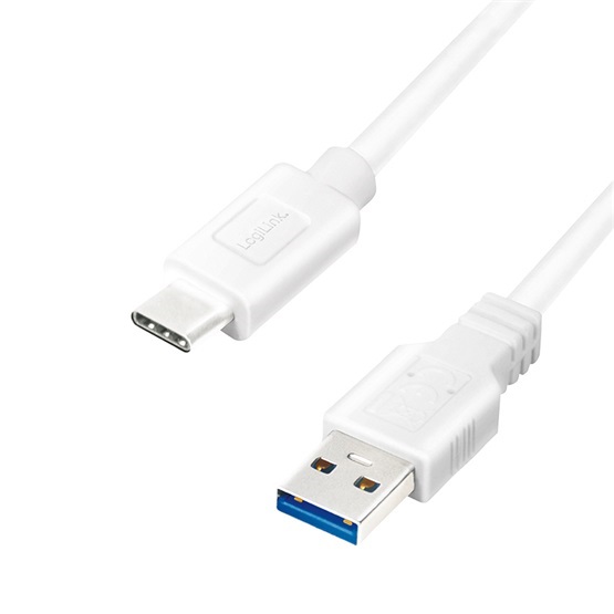 Logilink CU0174 USB 3.2 Gen1 Type-C kábel, C/M-USB-A/M, fehér, 1 m
