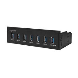 Logilink UA0342 USB 3.0 hub 5,25", 7 portos, belső, gyorstöltő porttal, fekete