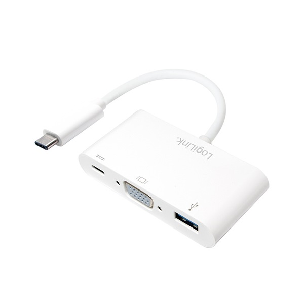 Logilink UA0260 USB 3.2 Gen1 Type-C adapter, C/M - VGA+2xUSB, 1080p, PD, fehér, 0,14 m