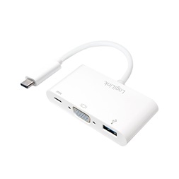 Logilink UA0260 USB 3.2 Gen1 Type-C adapter, C/M - VGA+2xUSB, 1080p, PD, fehér, 0,14 m
