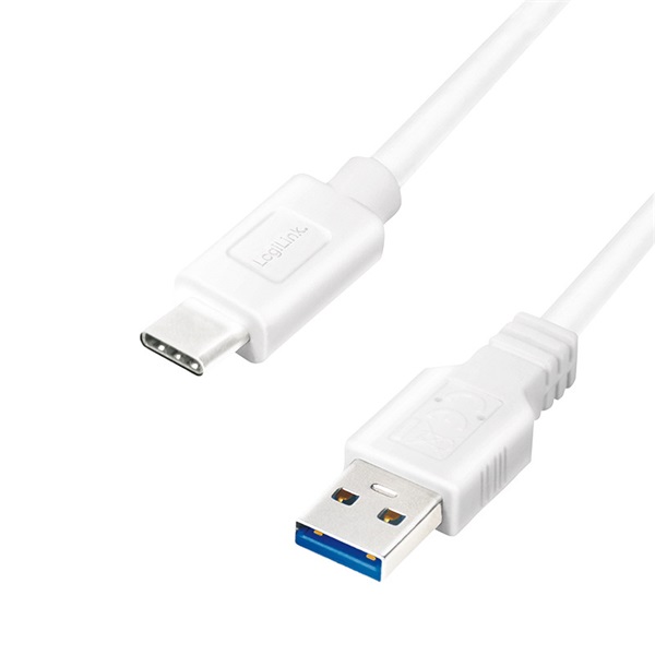 Logilink CU0173 USB 3.2 Gen1 Type-C kábel, C/M-USB-A/M, fehér, 0,5 m