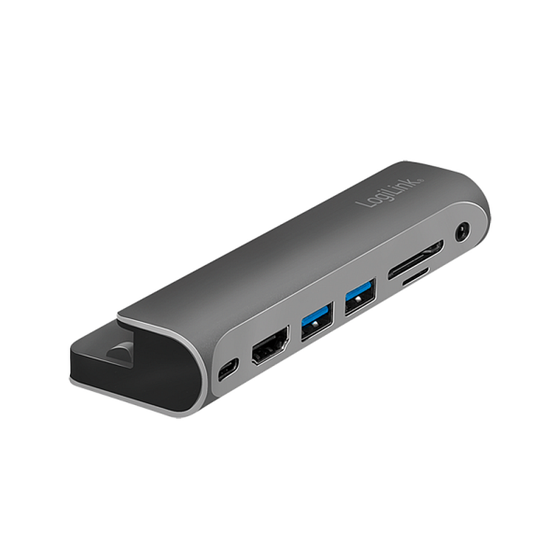 Logilink UA0385 USB 3.2 Gen1 dokkolóállomás, 7-portos, PD, iPadhez, alumínium