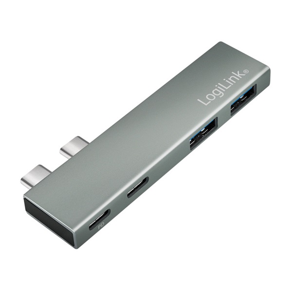 Logilink UA0399 USB 3.2 Gen2x2 hub, 4 portos, PD, MacBookhoz és iPadhez, ezüst