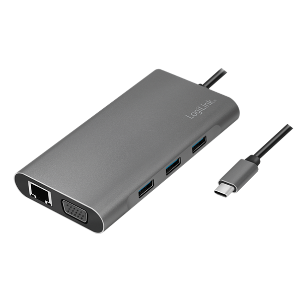Logilink UA0383 USB 3.2 Gen 1, dokkoló állomás, USB-C, 10-port, PD, ezüst