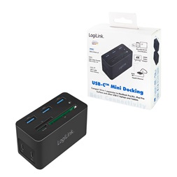 Logilink UA0370 USB 3.2 Gen 1 dokkoló állomás, USB-C, 10 portos, PD, mini, fekete